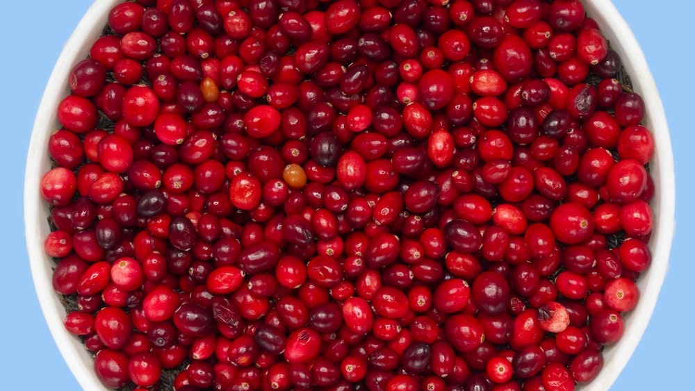 Antioxidant Powerhouse: Vibrant Cranberries in a White Bucket