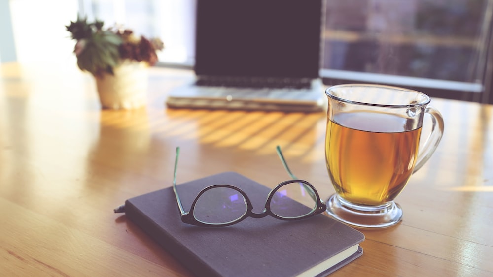 Boba Coffee Break with Clear Eyeglasses and Glass Mug