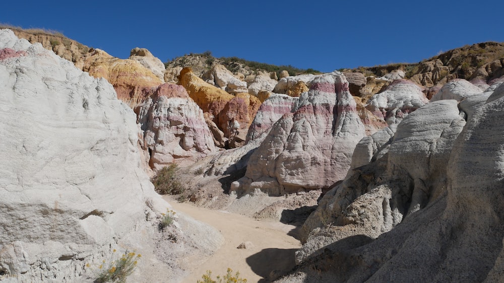 Oxidized grey rock formation in the Paint Mines Interpretive Park