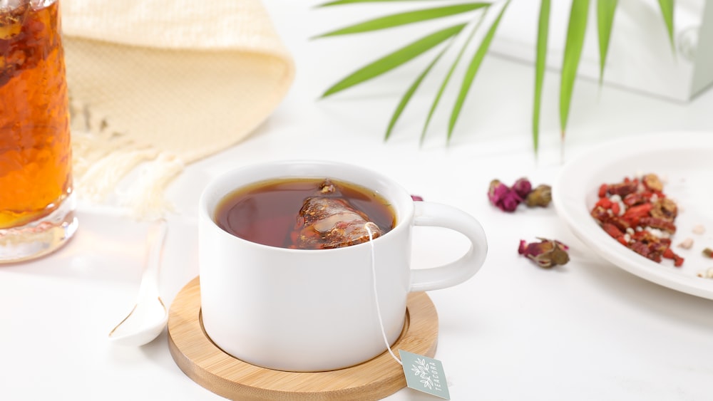 Refreshing White Tea in a Ceramic Mug