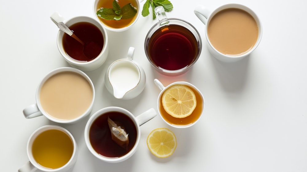 Refreshing assortment of white tea beverages