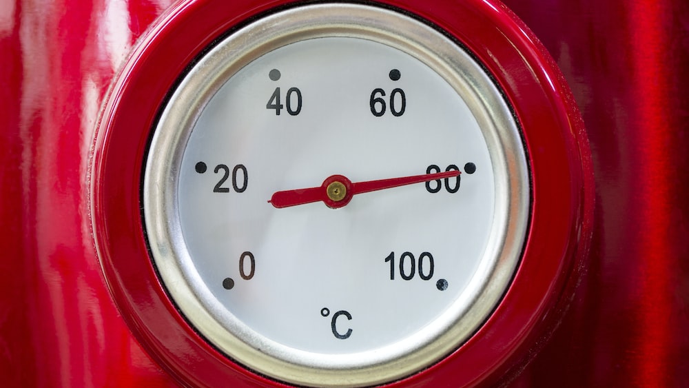 Temperature Gauge of a Red Electric Kettle